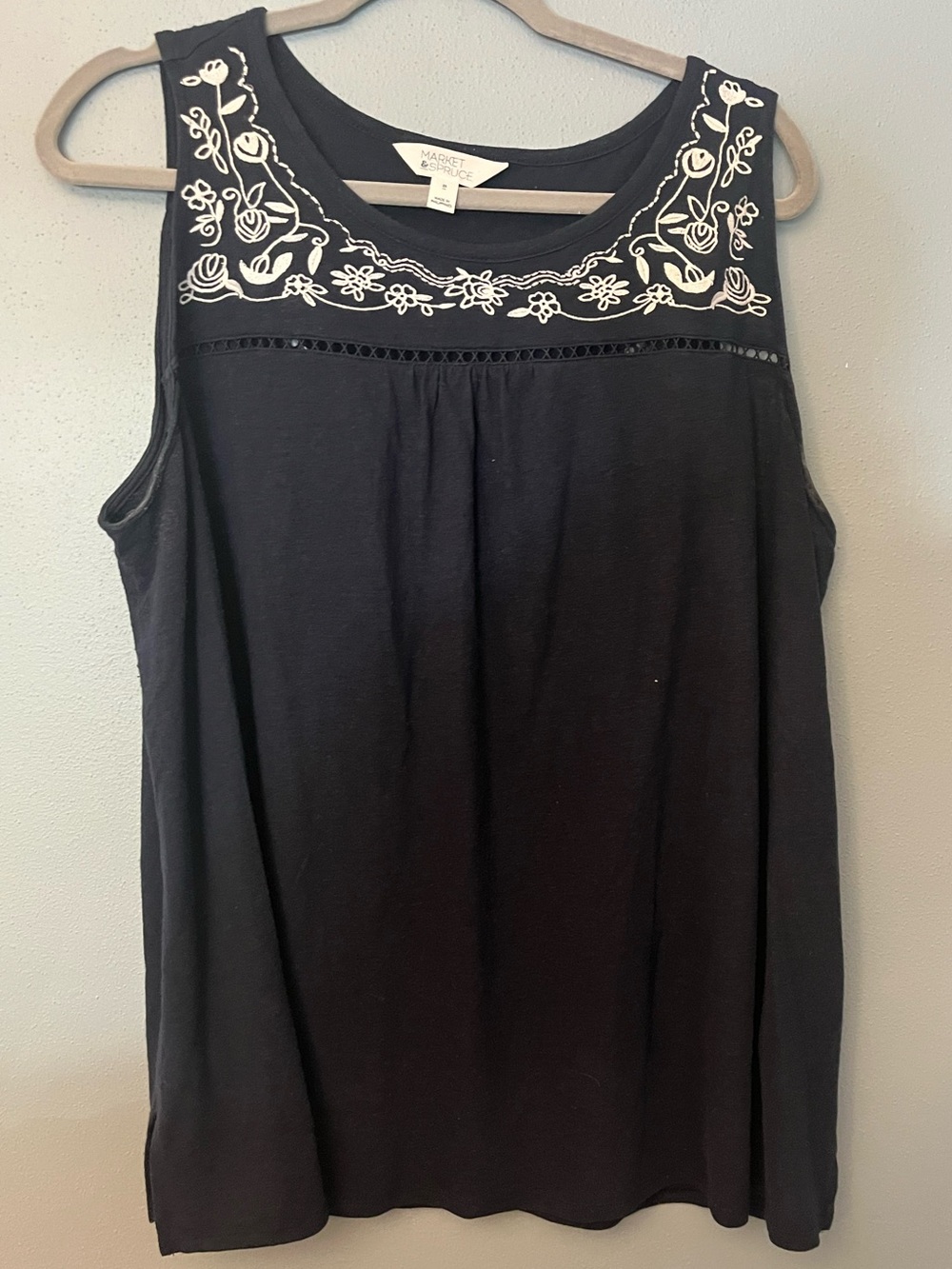 Market & Spruce Tank Top with Embroidered Yoke